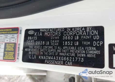 2016 Kia Rio Lx из США, поврежденный, VIN KNADM4A3XG6621773